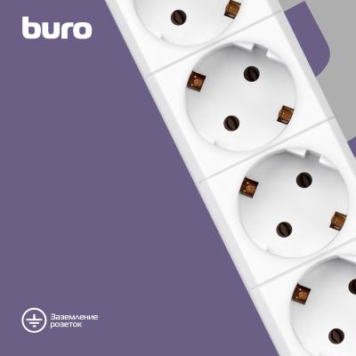 Сетевой фильтр BURO BU-SP5_USB_2A-W 5м (6 розеток) белый (коробка) — фото 6