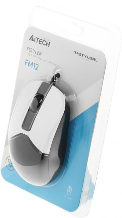 Мышь A4Tech Fstyler FM12 Panda белый/черный оптическая (1200dpi) USB (3but) — фото 1