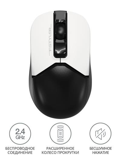 Мышь A4Tech Fstyler FG12S Panda белый/черный оптическая (1200dpi) silent беспроводная USB (3but) — фото 8