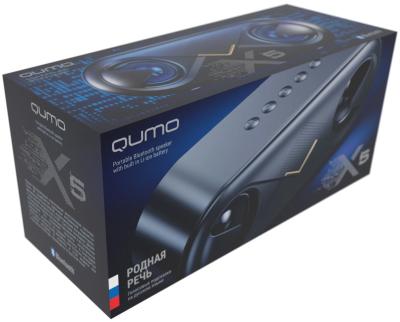 Портативная колонка Qumo Crystal  BT0020, BT4.2, 10Вт (2х5Вт), 2 акт + 1 пас динамик, часы, 2200 мА-ч, черный.(23775) — фото 3