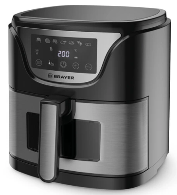 Аэрогриль BRAYER BR2037 черный/сталь (1500Вт /5л /7 программ)