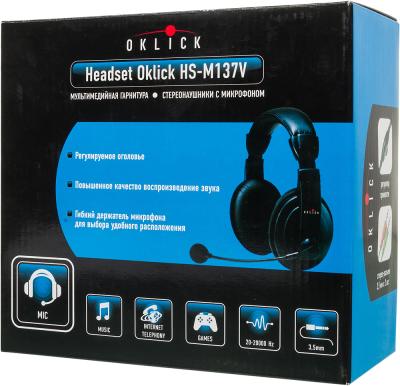 Наушники с микрофоном OKLICK HS-M137V черный 1.8м мониторные оголовье (614046) — фото 18