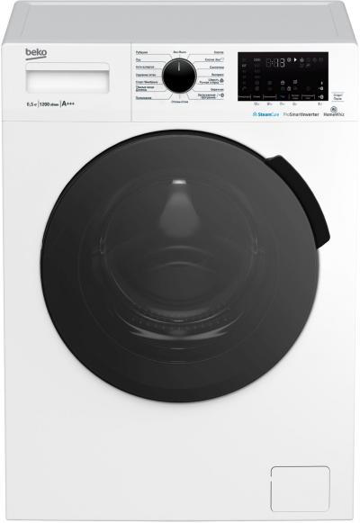 Стиральная машина фронтальная BEKO WSPE6H616W белый/черный (6,5 кг, пар, инвертор) — фото 1