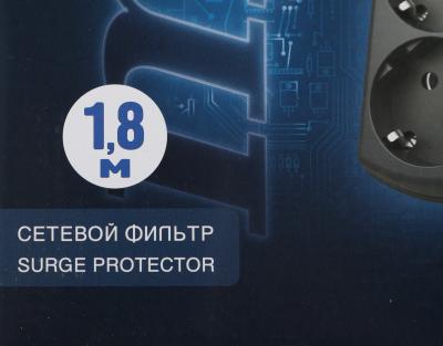 Сетевой фильтр PILOT m-MAX 1.8м (4 розетки) серый (коробка) — фото 7
