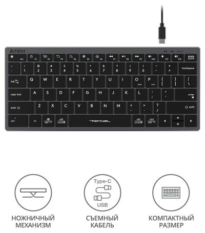 Клавиатура A4Tech Fstyler FX51 серый USB slim Multimedia (FX51 GREY) — фото 2