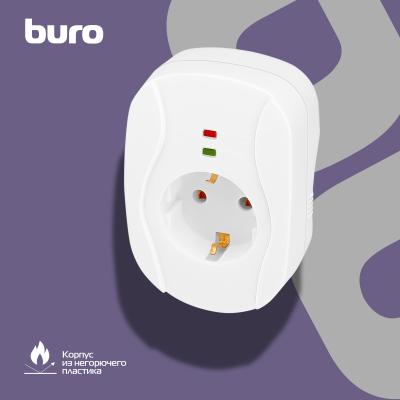 Сетевой фильтр BURO 100SH-W (1 розетка) белый (коробка) — фото 4