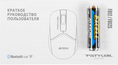 Мышь A4Tech Fstyler FB12 белый оптическая (1200dpi) беспроводная BT/Radio USB (3but) (FB12 WHITE) — фото 20