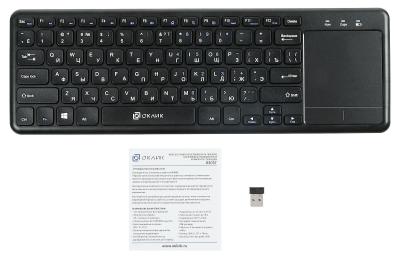 Клавиатура OKLICK 830ST черный USB беспроводная slim Multimedia Touch — фото 11