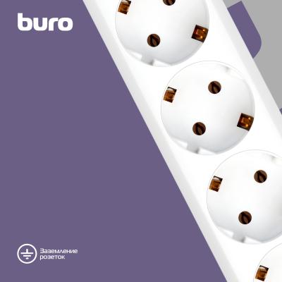 Сетевой фильтр BURO 600SH-16-3-W 3м (6 розеток) белый (коробка) — фото 3