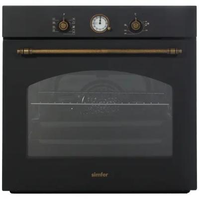 Духовой шкаф электрический SIMFER B6EL77017 черный/бронза (ретро, аналог.таймер)