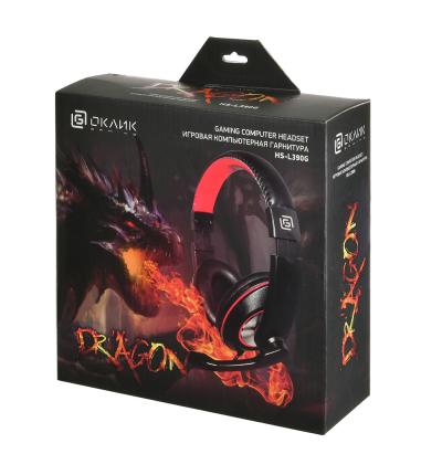 Наушники с микрофоном OKLICK HS-L390G DRAGON черный/красный 1.8м мониторные оголовье (JD-728S) — фото 20