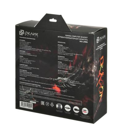 Наушники с микрофоном OKLICK HS-L390G DRAGON черный/красный 1.8м мониторные оголовье (JD-728S) — фото 21