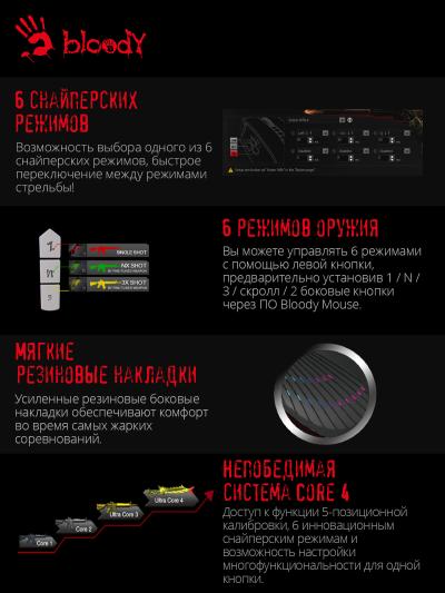 Мышь A4Tech Bloody J90s черный оптическая (8000dpi) USB (12but) (J90S BLACK ACTIVATED) — фото 5