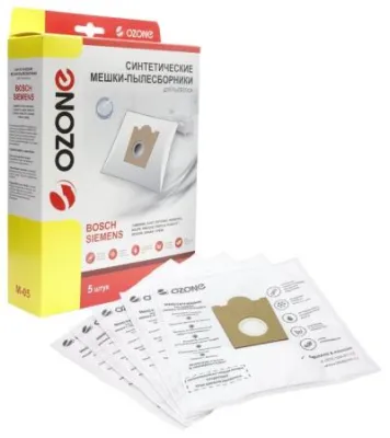 Пылесборник OZONE M-05 для пылесоса BOSCH, 5 шт., синтетические, (тип оригинального мешка: Typ G)