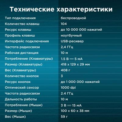 Клавиатура + мышь OKLICK 220M черный USB беспроводная — фото 16