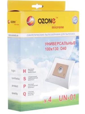 Пылесборник OZONE UN-01 универсальный,синтетический, многослойный (фланец 100х130, диаметр отверстия 40 мм) 4шт + микрофильтр
