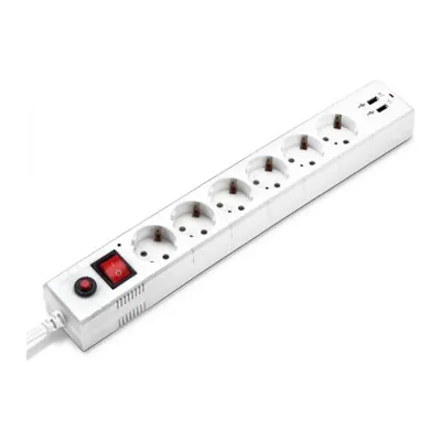 Сетевой фильтр BURO BU-SP1.8_USB_2A-W 1,8м (6 розеток) белый (коробка)