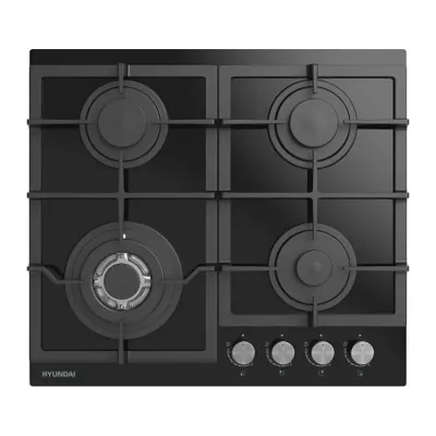 Поверхность газовая Hyundai HHG 6436 BG черный (стекло, чугун, WOK)