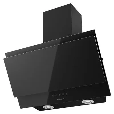 Вытяжка каминная наклонная KRONA VENERA 600 black S черное стекло (650 м.куб/ч, сенсор)