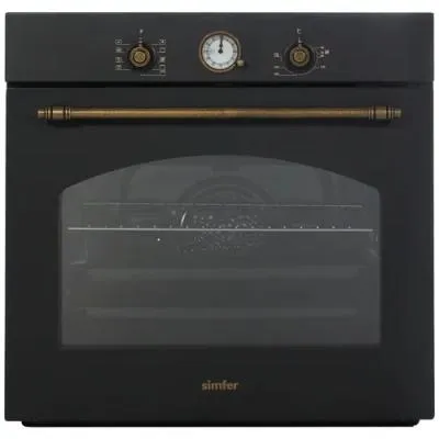 Духовой шкаф электрический SIMFER B6EL77017 черный/бронза (ретро, аналог.таймер)