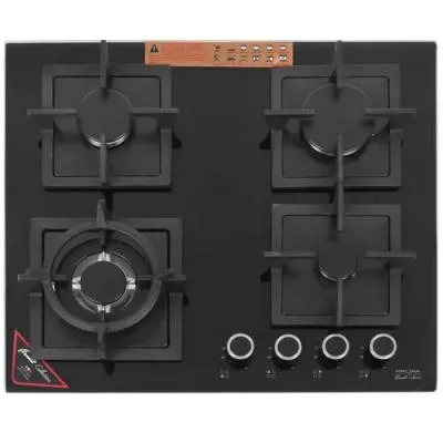 Поверхность газовая KRONA CALORE 60 BL черный (стекло, чугун, г/к, WOK)
