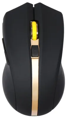Мышь OKLICK 495MW черный/золотистый оптическая (1600dpi) беспроводная USB