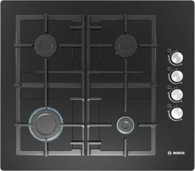 Поверхность газовая BOSCH POP6C6O92R черный (стекло, чугун, г/к, боковое управл)