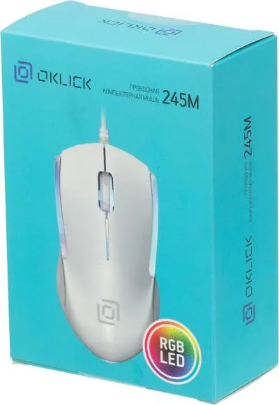 Мышь OKLICK 245M белый оптическая (1000dpi) USB — фото 3