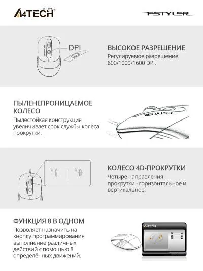 Клавиатура + мышь A4 Fstyler F1010 клав:черный/синий мышь:черный/синий USB Multimedia — фото 5
