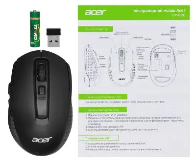 Мышь ACER OMR060 черный оптическая (1600dpi) беспроводная USB (6but) (ZL.MCEEE.00C) — фото 7