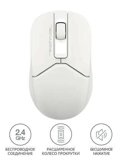 Мышь A4Tech Fstyler FG12S белый оптическая (1200dpi) silent беспроводная USB (3but) — фото 2