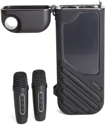 Портативная колонка СИГНАЛ B52 Karaoke box, 10Вт, АКБ 3000мА/ч, BT (до10м), USB, дисплей, 2 микроф, черный — фото 2