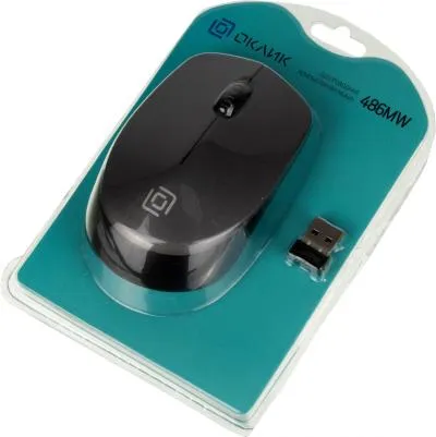 Мышь OKLICK 486MW серый/черный оптическая (1000dpi) беспроводная USB (2but) — фото 2