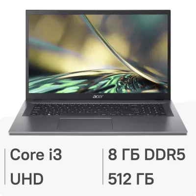 Ноутбук 17.3" ACER Aspire 3 A317-55P-35KV [NX.KDKCD.009] i3-N305 8Gb SSD 512Gb Intel UHD Graphics FHD IPS Cam 40Вт*ч No OS Серый — фото 1