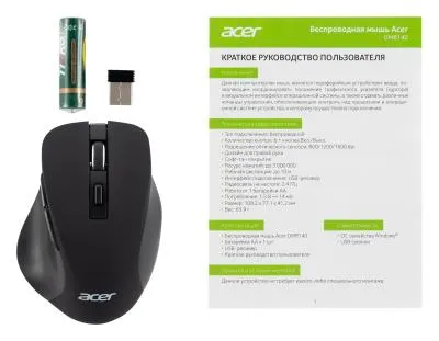Мышь ACER OMR140 черный оптическая (1600dpi) беспроводная USB (6but) (ZL.MCEEE.00G) — фото 7