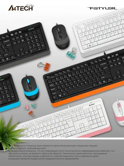Клавиатура + мышь A4 Fstyler F1010 клав:черный/синий мышь:черный/синий USB Multimedia — фото 6