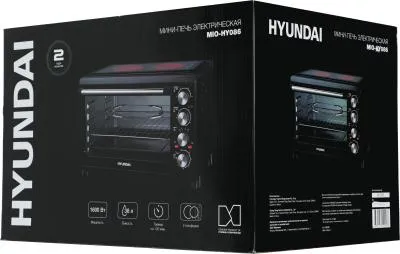 Мини-печь HYUNDAI MIO-HY086  (38л) 1600w /черный <КОНВЕКЦИЯ /2 КОНФОРКИ> — фото 12