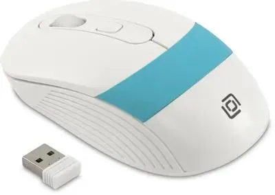 Мышь OKLICK 310MW белый/синий оптическая (3200dpi) беспроводная USB для ноутбука (3but) — фото 3