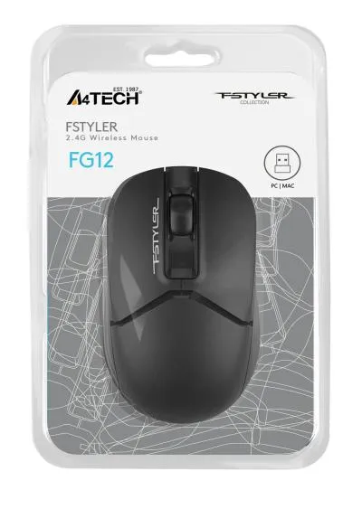 Мышь A4Tech Fstyler FG12 черный оптическая (1200dpi) беспроводная USB (3but) — фото 10