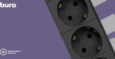 Сетевой фильтр BURO BU-SP1.8_USB_2A-B 1.8м (6 розеток) черный (коробка) — фото 7