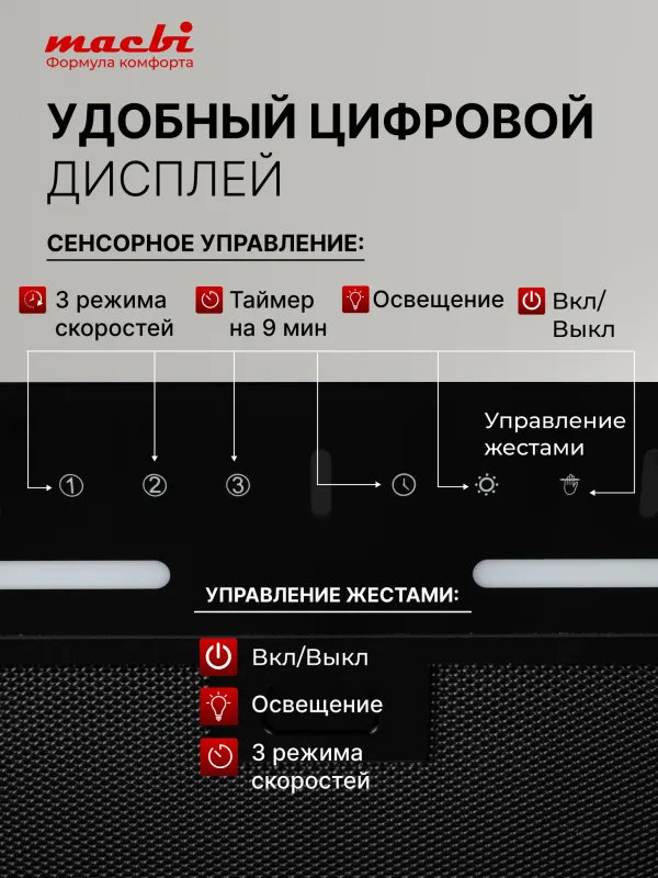 Вытяжка полновстраиваемая MACBI S-BOX-G55G (BLACK) черный — фото 3