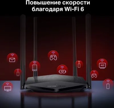 Роутер беспроводной Mercusys MR60X AX1500 10/100/1000BASE-TX черный — фото 5