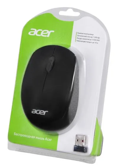 Мышь ACER OMR020 черный оптическая (1200dpi) беспроводная USB для ноутбука (3but) — фото 8
