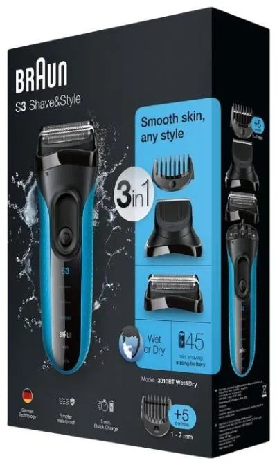 Бритва сетчатая Braun Series 3 3010BT синий/черный — фото 4