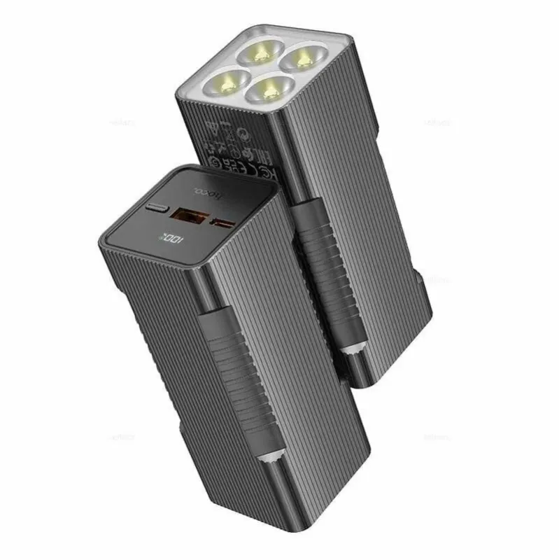 Мобильный аккумулятор HOCO Q15 Flashlight, 10000mAh, LED, PD3.0, QC3.0, 1 USB выход, 1 Type-C, 3,0А, цвет: серый (1/23) 6942007601559 — фото 3