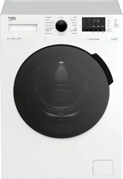 Стиральная машина фронтальная Beko WSPE6H612W белый/черный (пар, инвертор) — фото 1