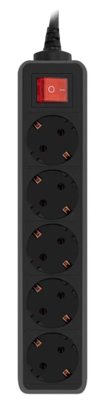 Сетевой фильтр PC PET AP01006-3-BK 3м (5 розеток) черный — фото 1