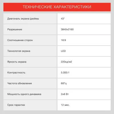 Телевизор LED STARWIND SW-LED43UG405 4K Smart (Яндекс) — фото 11