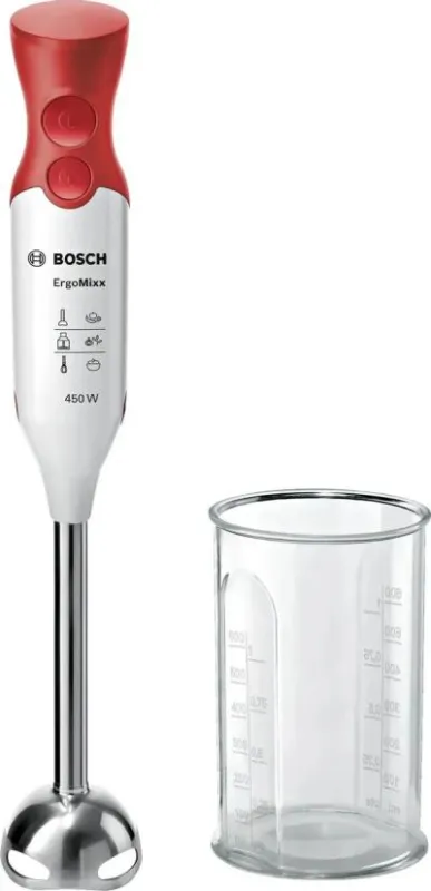 Блендер погружной BOSCH MSM 64110 белый/красный  [450w] — фото 1