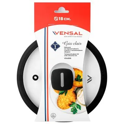 Крышка cтеклянная с силиконовым ободом [18 см]  VENSAL 4300VS — фото 7